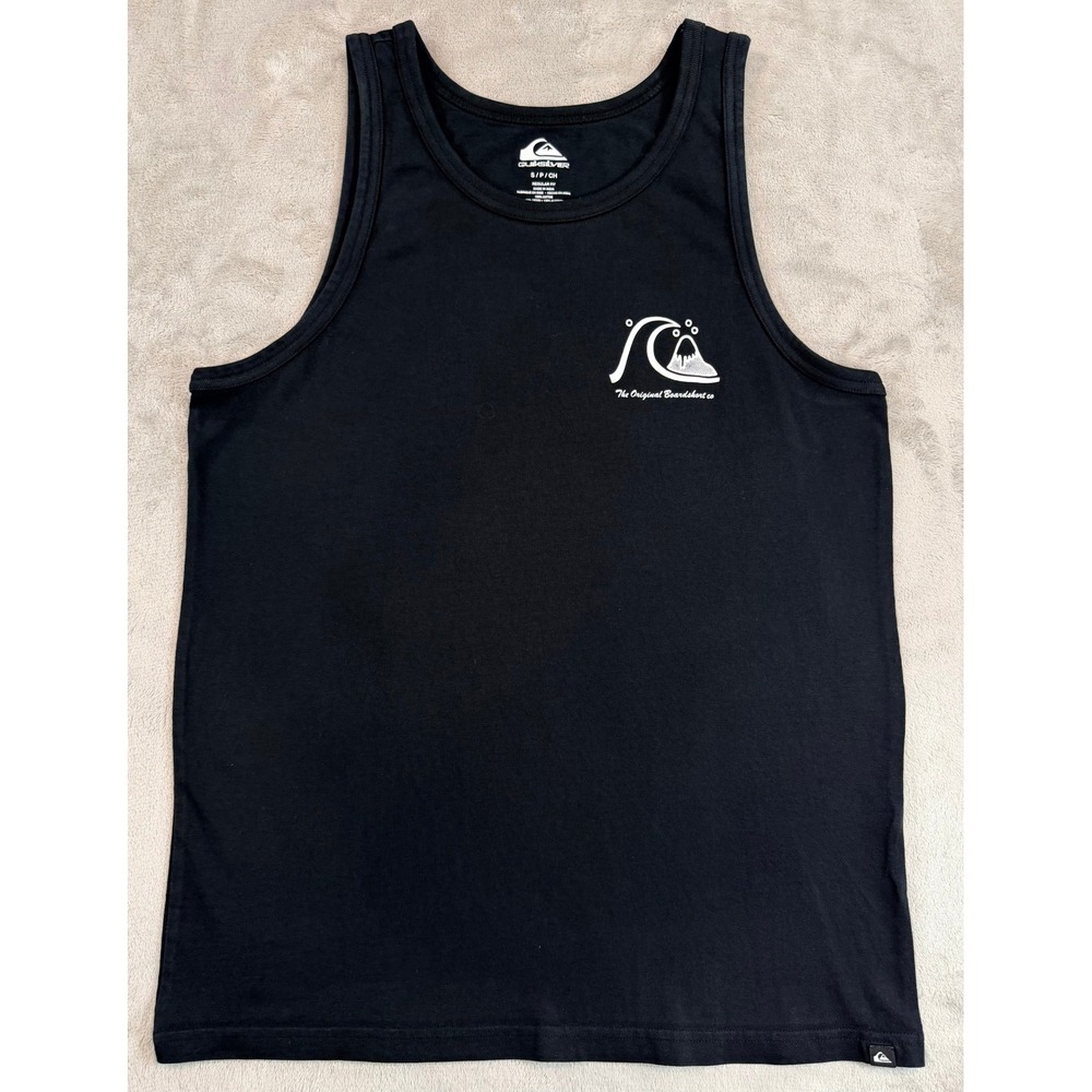 Quiksilver Mens Tank Top Black Graphic Surf Logo Small - Picture 2 of 9